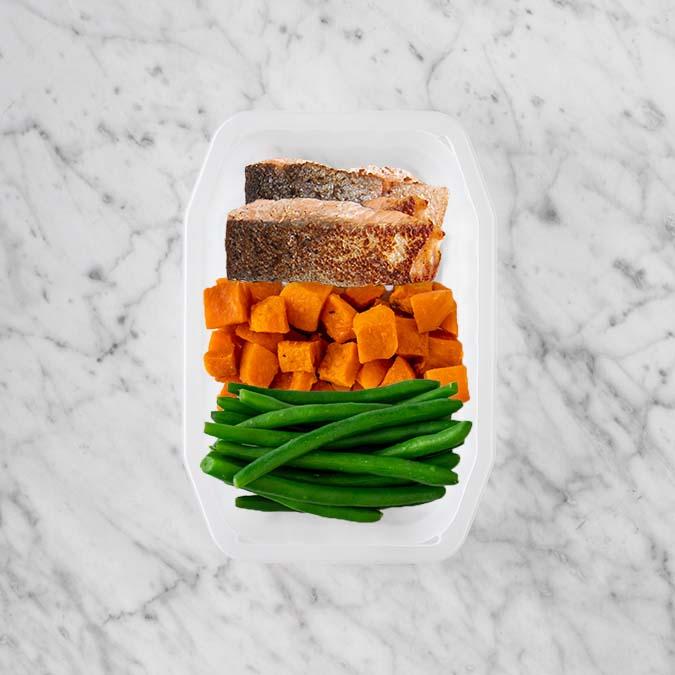 200g Salmon 150g Smokey Pumpkin 150g Green Beans