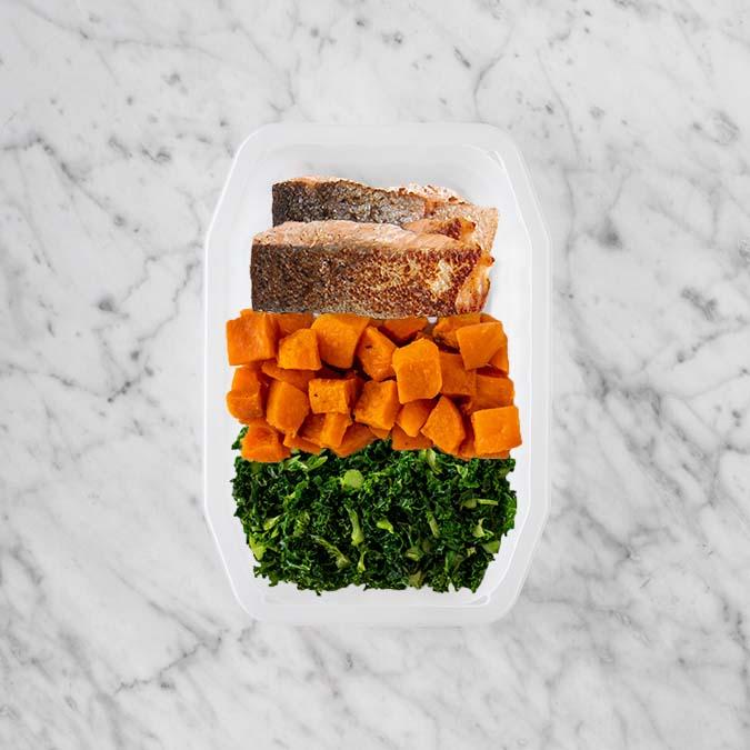 150g Salmon 100g Smokey Pumpkin 100g Kale