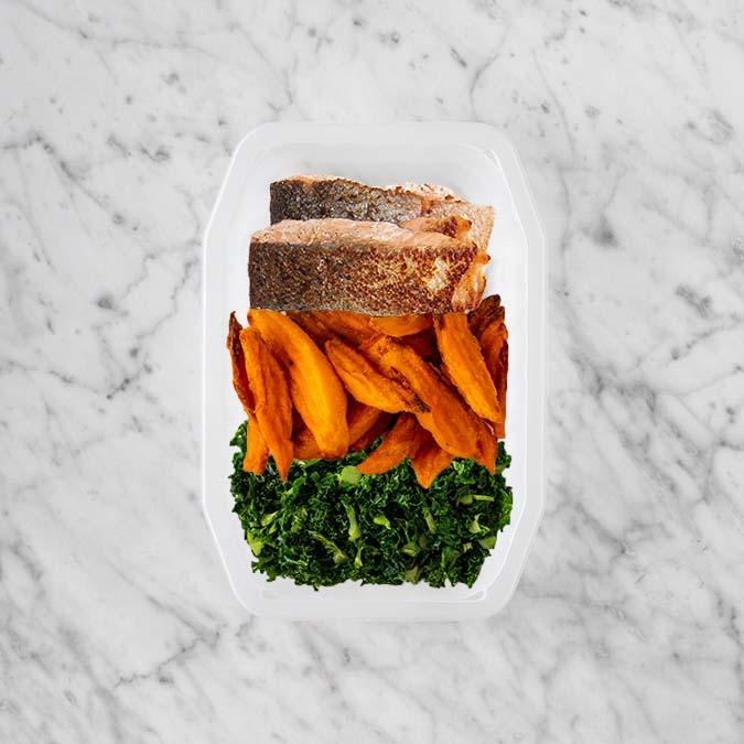 100g Salmon 100g Sweet Potato Fries 100g Kale