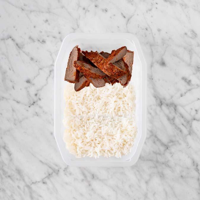 150g Smokey BBQ Steak 100g Basmati Rice 50g Basmati Rice