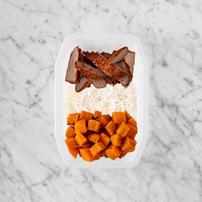 100g Smokey BBQ Steak 200g Basmati Rice 250g Smokey Pumpkin