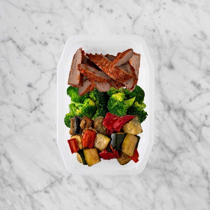 100g Smokey BBQ Steak 250g Broccoli 50g Char Veg