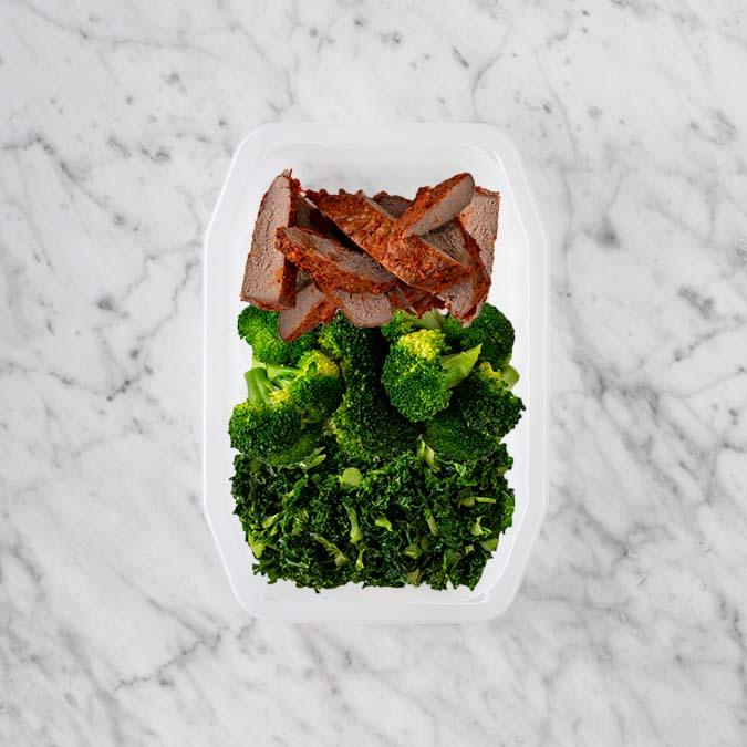 100g Smokey BBQ Steak 50g Broccoli 100g Kale