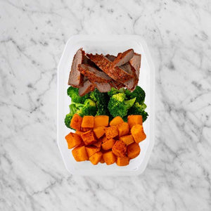 100g Smokey BBQ Steak 200g Broccoli 50g Rosemary Baked Sweet Potato