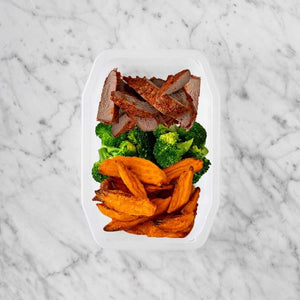 150g Smokey BBQ Steak 100g Broccoli 100g Sweet Potato Fries