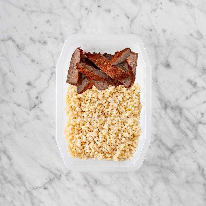 100g Smokey BBQ Steak 200g Brown Rice 200g Brown Rice