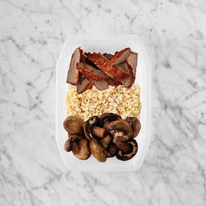 100g Smokey BBQ Steak 200g Brown Rice 250g Mushrooms