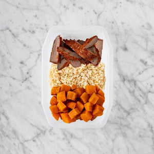 100g Smokey BBQ Steak 200g Brown Rice 150g Smokey Pumpkin