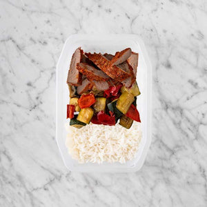 100g Smokey BBQ Steak 150g Char Veg 200g Basmati Rice