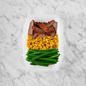 100g Smokey BBQ Steak 150g Corn 100g Green Beans