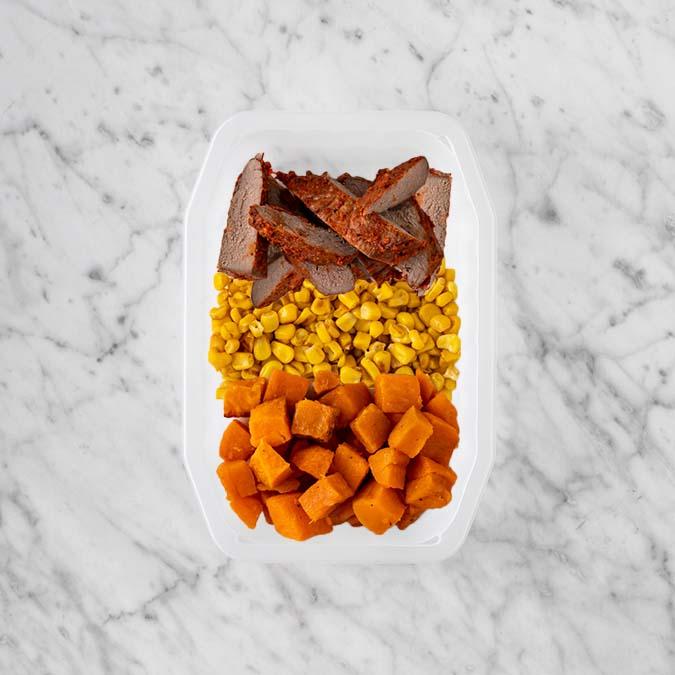 100g Smokey BBQ Steak 150g Corn 50g Smokey Pumpkin