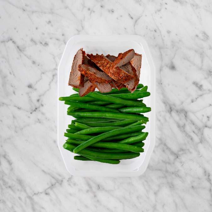 100g Smokey BBQ Steak 150g Green Beans 250g Green Beans