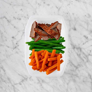 100g Smokey BBQ Steak 150g Green Beans 250g Honey Baked Carrots