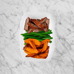 100g Smokey BBQ Steak 200g Green Beans 150g Sweet Potato Fries