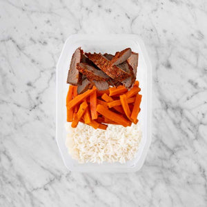 100g Smokey BBQ Steak 150g Honey Baked Carrots 150g Basmati Rice