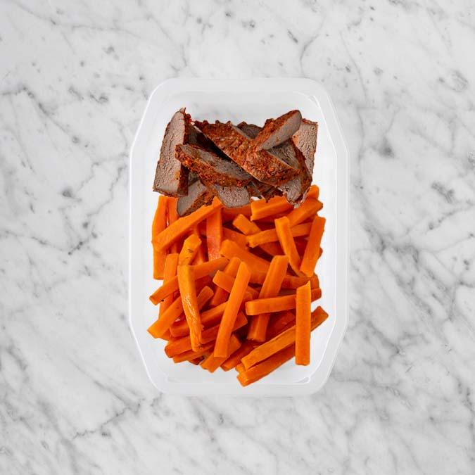 100g Smokey BBQ Steak 150g Honey Baked Carrots 200g Honey Baked Carrots