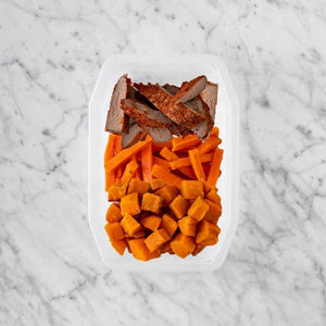 100g Smokey BBQ Steak 150g Honey Baked Carrots 150g Smokey Pumpkin