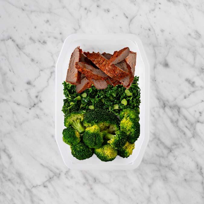 100g Smokey BBQ Steak 50g Kale 100g Broccoli