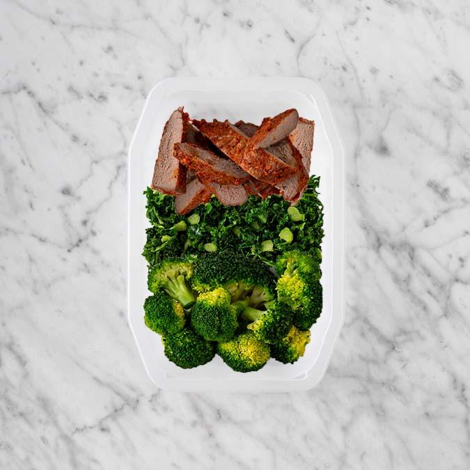 100g Smokey BBQ Steak 150g Kale 200g Broccoli