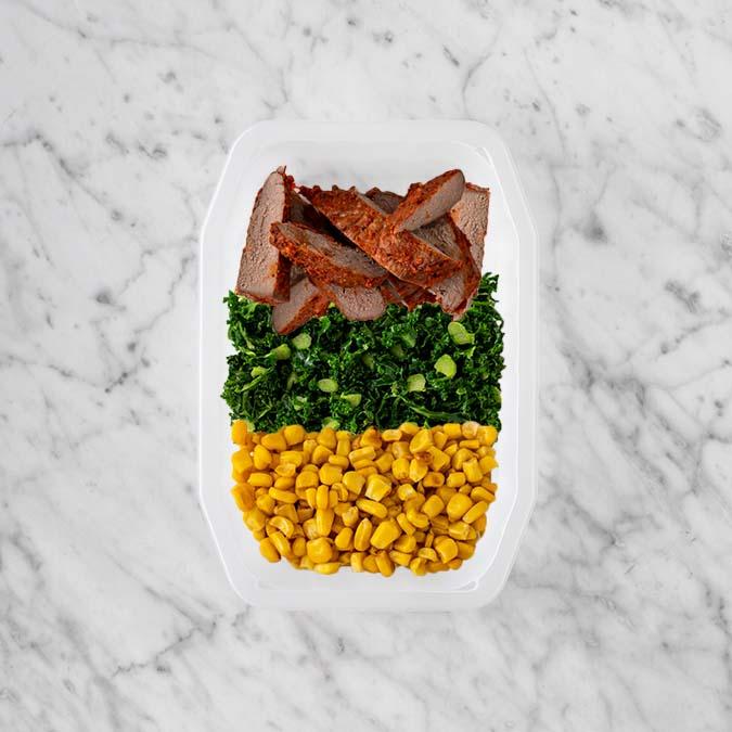100g Smokey BBQ Steak 150g Kale 50g Corn