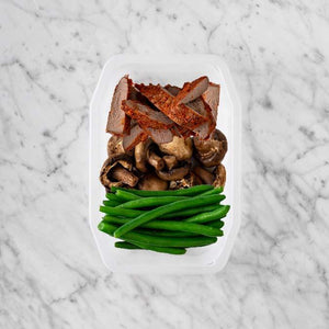 150g Smokey BBQ Steak 100g Mushrooms 100g Green Beans