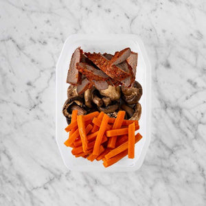 100g Smokey BBQ Steak 150g Mushrooms 250g Honey Baked Carrots