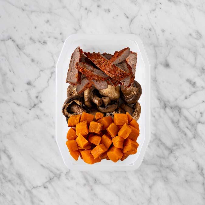 200g Smokey BBQ Steak 100g Mushrooms 100g Smokey Pumpkin