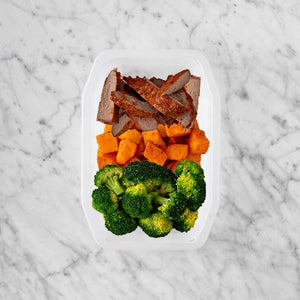 100g Smokey BBQ Steak 200g Rosemary Baked Sweet Potato 150g Broccoli