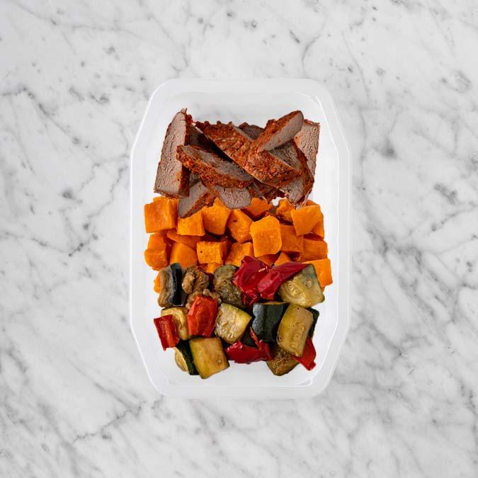 150g Smokey BBQ Steak 100g Smokey Pumpkin 100g Char Veg