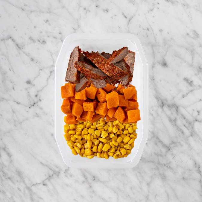 100g Smokey BBQ Steak 150g Smokey Pumpkin 200g Corn
