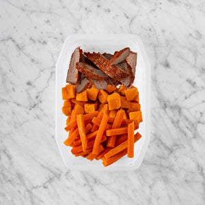 100g Smokey BBQ Steak 150g Smokey Pumpkin 150g Honey Baked Carrots