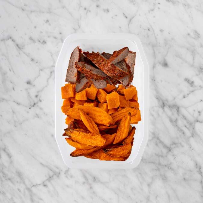 100g Smokey BBQ Steak 50g Smokey Pumpkin 50g Sweet Potato Fries