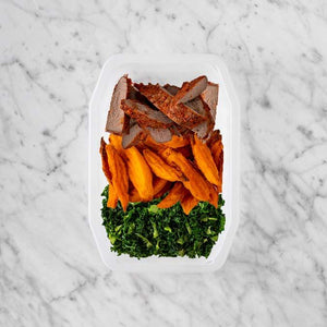 100g Smokey BBQ Steak 200g Sweet Potato Fries 150g Kale