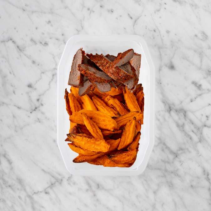 100g Smokey BBQ Steak 200g Sweet Potato Fries 150g Sweet Potato Fries
