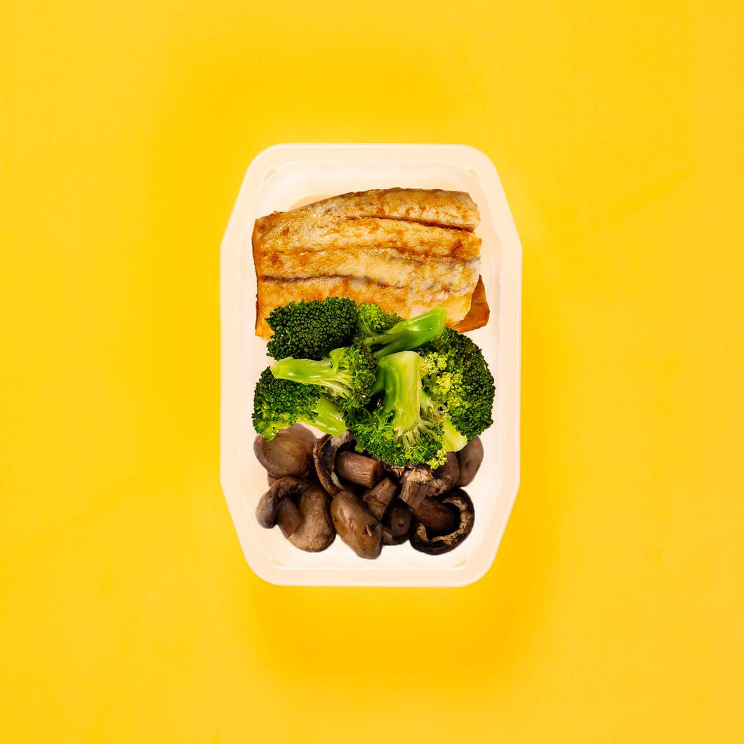 100g Barramundi 100g Broccoli 100g Mushrooms