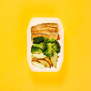 100g Barramundi 100g Broccoli 100g Roast Chat Potato