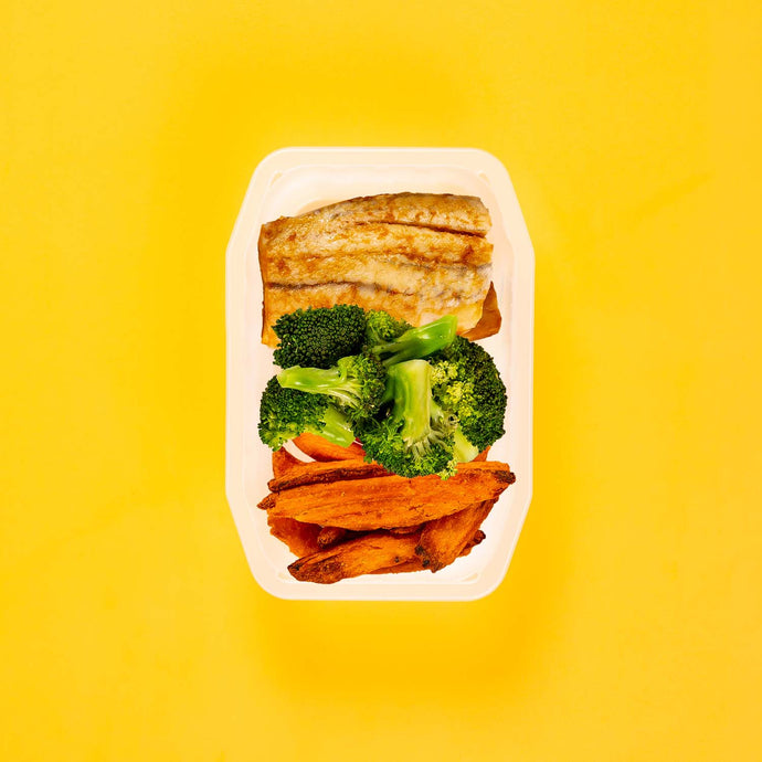 150g Barramundi 100g Broccoli 50g Sweet Potato Wedges