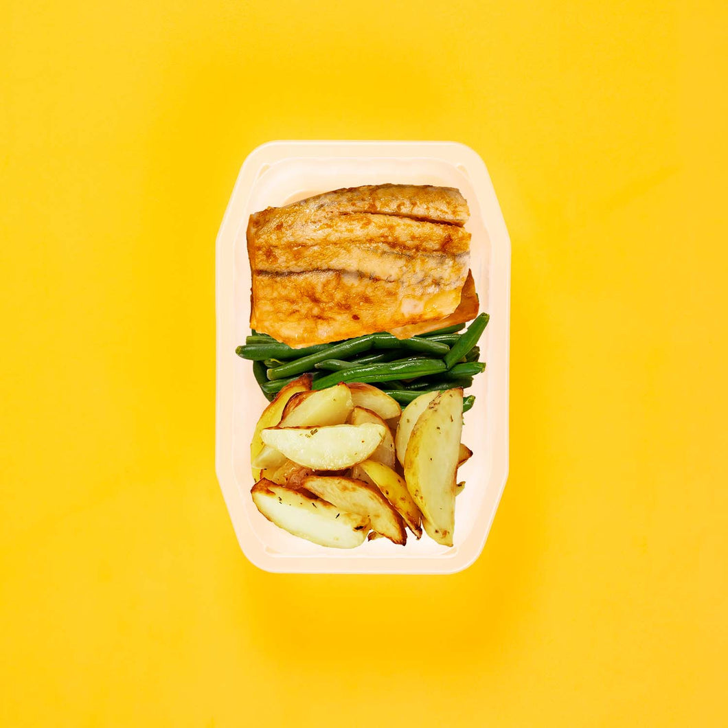 100g Barramundi 50g Green Beans 150g Roast Chat Potato