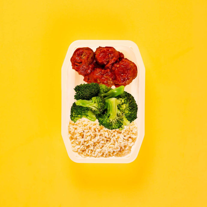 100g Beef Meatballs 100g Broccoli 100g Brown Rice