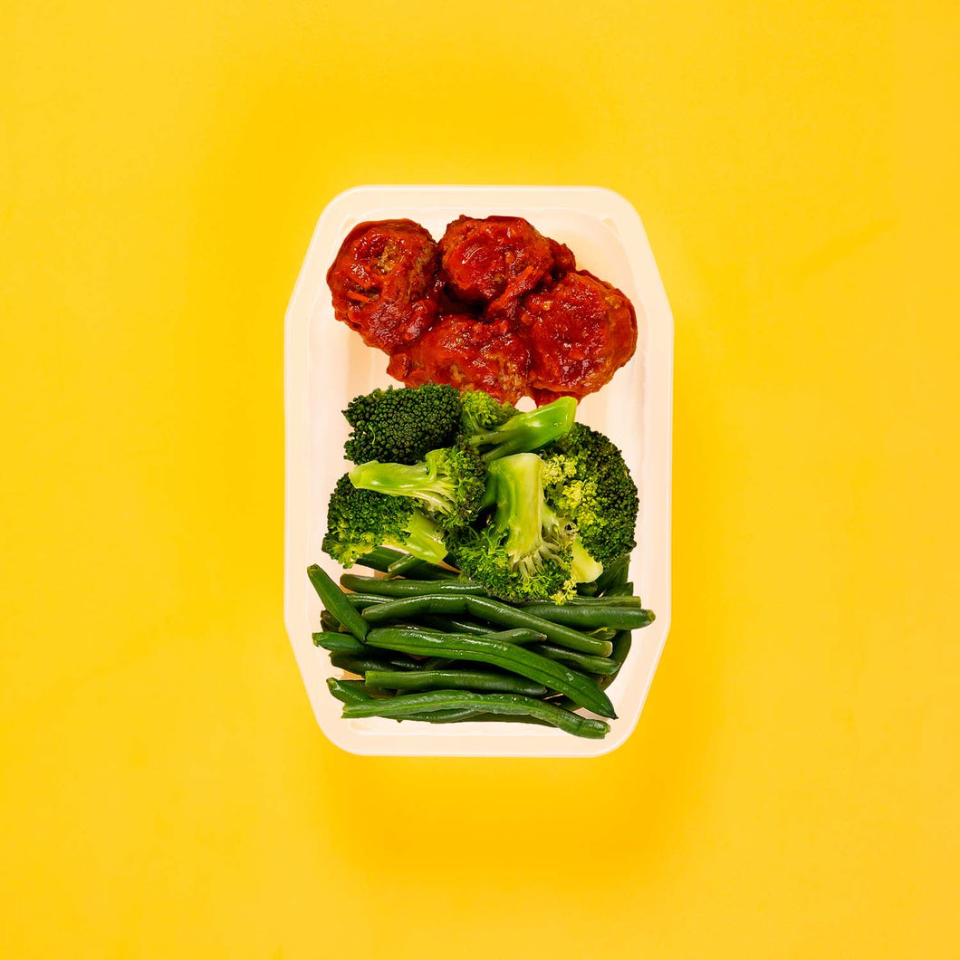 100g Beef Meatballs 100g Broccoli 100g Green Beans