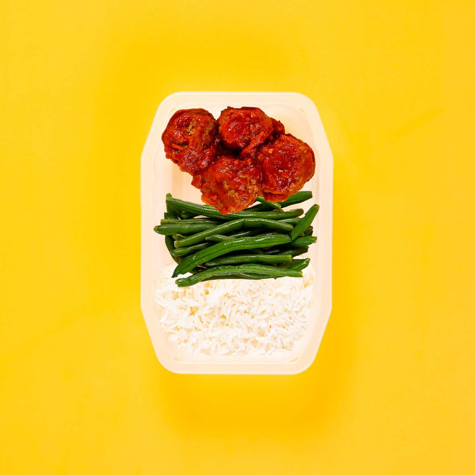 100g Beef Meatballs 100g Green Beans 100g Basmati Rice