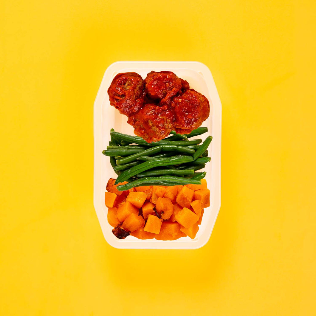 100g Beef Meatballs 100g Green Beans 200g Coconut Pumpkin
