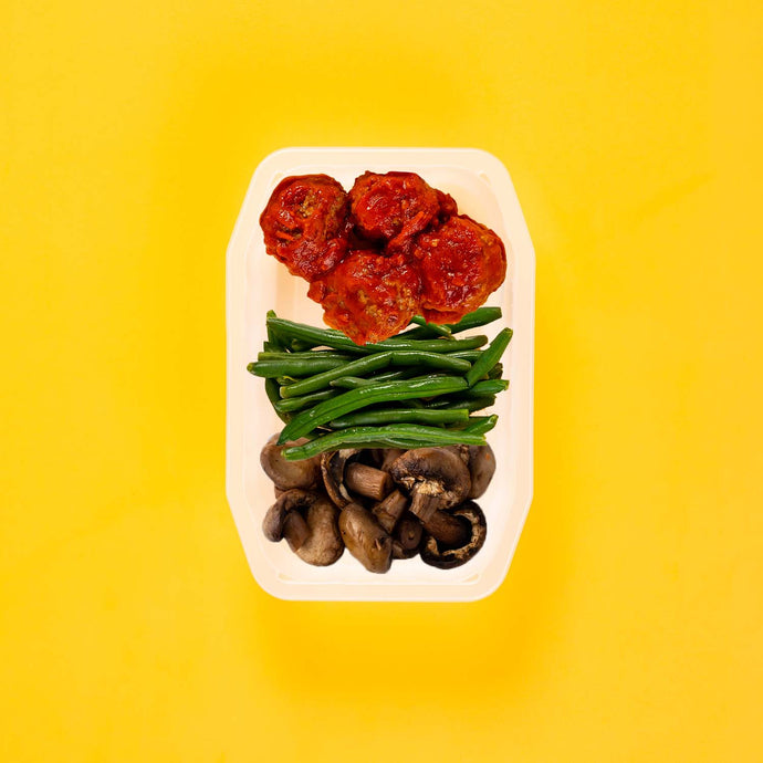 100g Beef Meatballs 100g Green Beans 100g Mushrooms