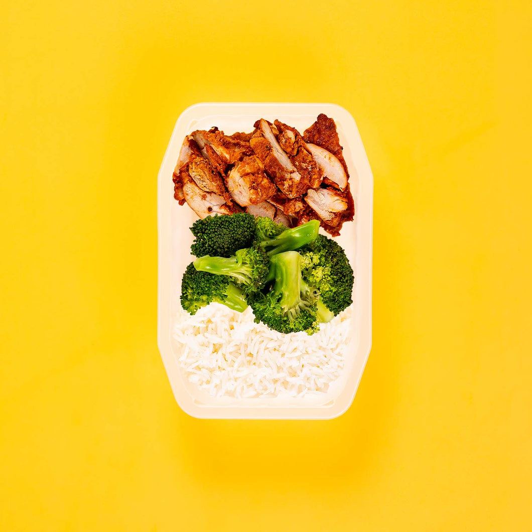 150g Chipotle Chicken Thigh 50g Broccoli 150g Basmati Rice