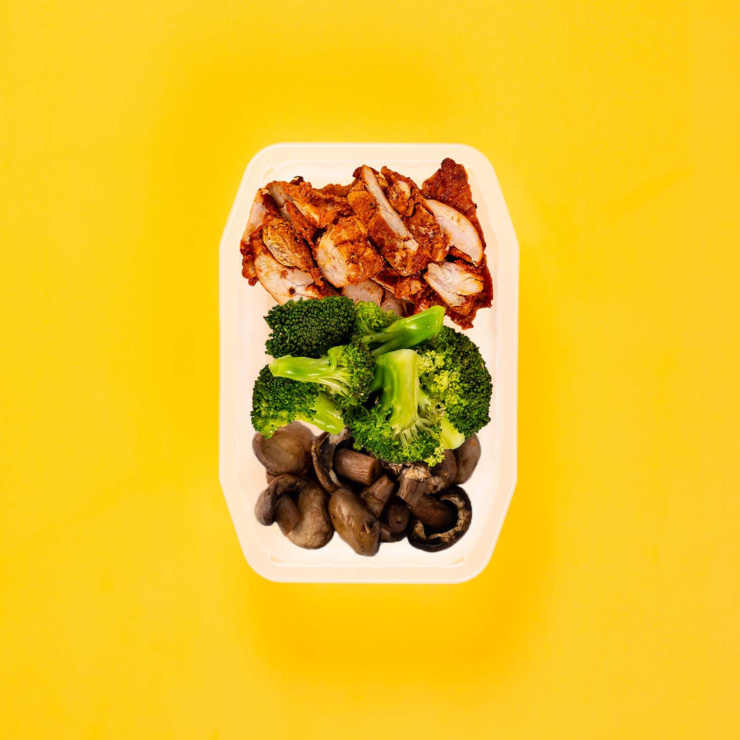 150g Chipotle Chicken Thigh 100g Broccoli 100g Mushrooms