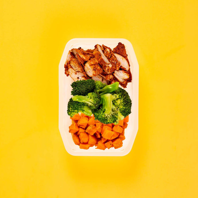 150g Chipotle Chicken Thigh 100g Broccoli 50g Rosemary Baked Sweet Potato