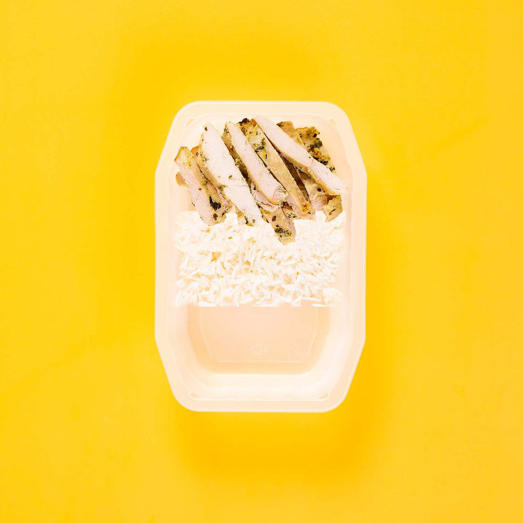 200g Garlic Herb Chicken Breast 100g Basmati Rice 100g No Side