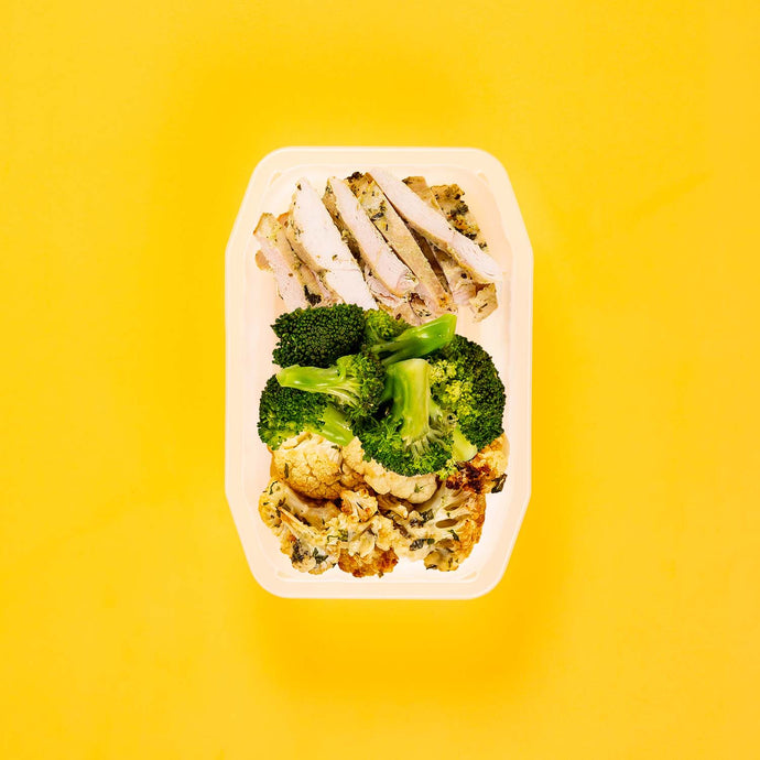 200g Garlic Herb Chicken Breast 50g Broccoli 150g Parmesan Cauliflower