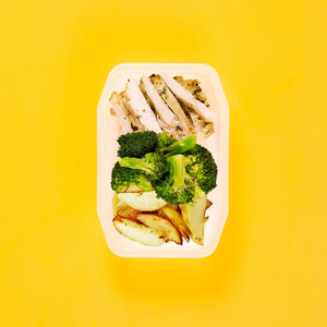 100g Garlic Herb Chicken Breast 100g Broccoli 100g Roast Chat Potato