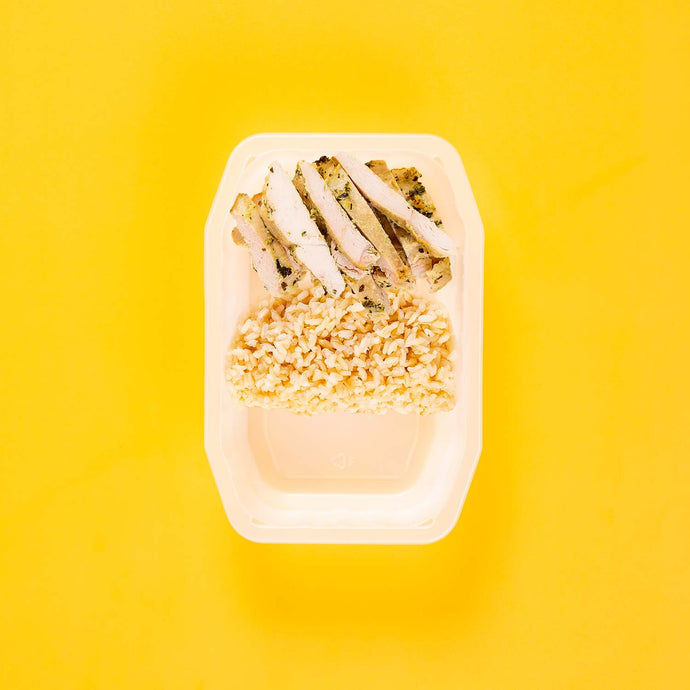 200g Garlic Herb Chicken Breast 200g Brown Rice 100g No Side
